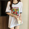 着せ   プリント Tシャツ 四色 ゆったり半袖 ＜F-3019＞