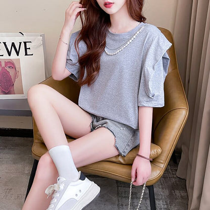 売り切れ必至 簡潔 個性派 ファッション 全3色 半袖Tシャツ<F-8514>