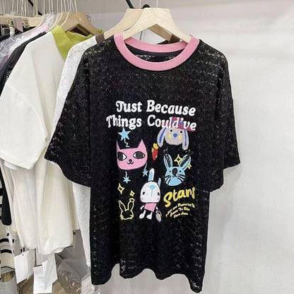 【半額！期間限定！！】新商品 キュート 超人気 プリント 2色半袖Tシャツ＜F-8520＞