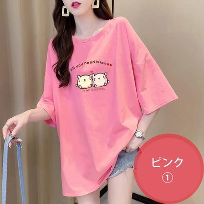 今季マストバイ キュート カジュアル プリント全3色 Tシャツ カットソー ＜F-8553＞