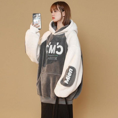 女子マストもこもこ配色厚手ボアパーカー全2色<F-4393>