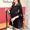 POLOネック   ベアー ロング Tシャツ 三色 ゆったりワンピース＜F-3991＞