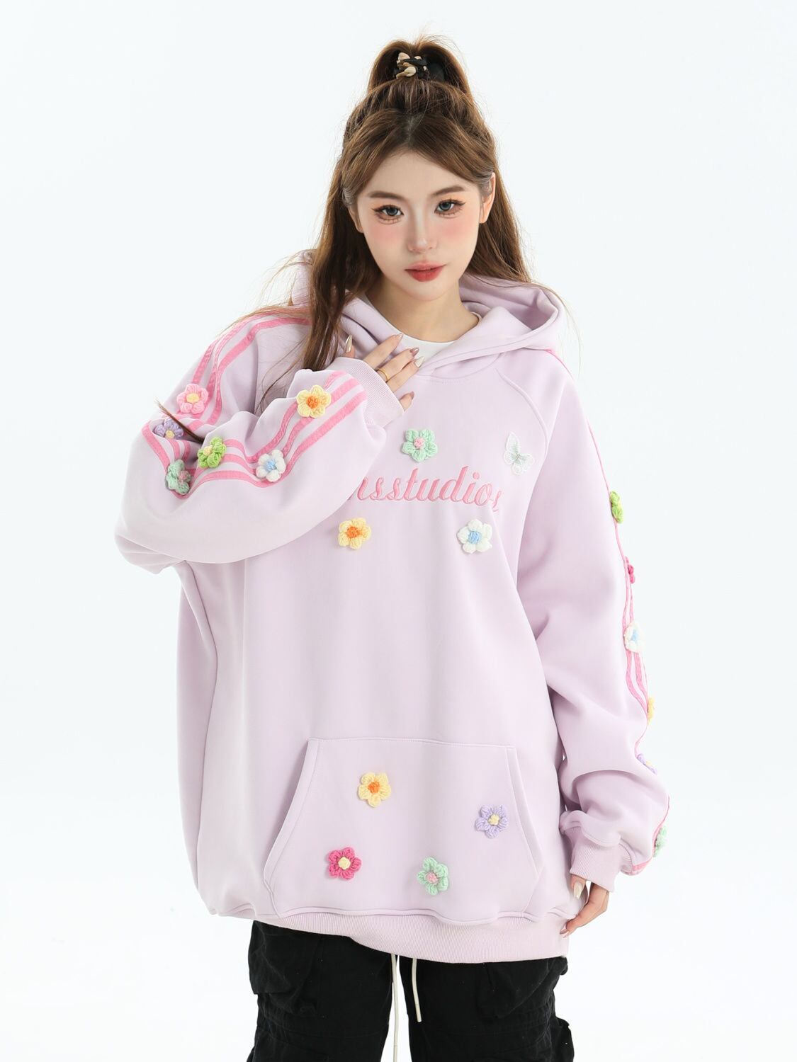 好感度UP プラスベルベット 大人可愛い 4色 パーカー F-10178