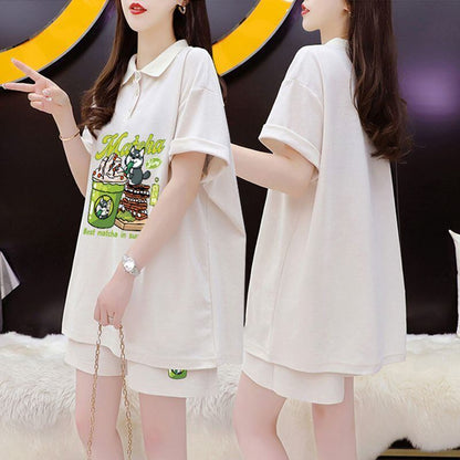 超人気 プリント カジュアル 半袖Ｔシャツⅹパンツセット全3色 <F-8528>