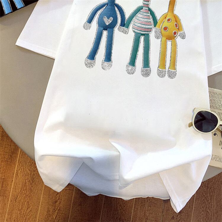 活躍する優秀アイテム ホットダイヤモンド 高見えデザイン 全2色 半袖Tシャツ<F-9250>