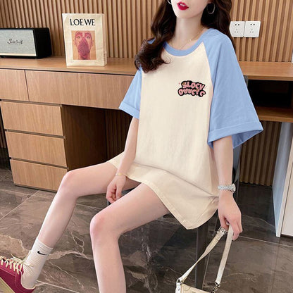 おすすめ 切り替え 定番シンプル プリント 4色選択 半袖Tシャツ＜F-8583＞