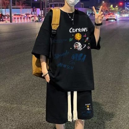 男女兼用 ファッション Tシャツ & ショーツ セットアップ F-13329