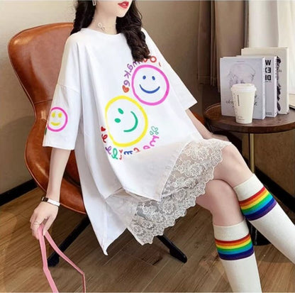新作 ロゴ レイヤード風 プリント ゆったり 半袖 Ｔシャツ 全3色<F-4948>