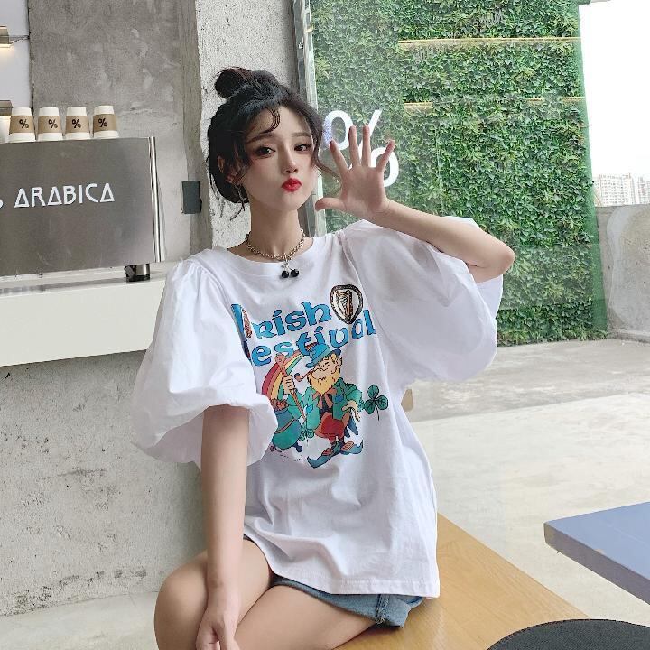 キュート プリント ファッション ゆったり 全4色 半袖 Tシャツ＜F-11521＞