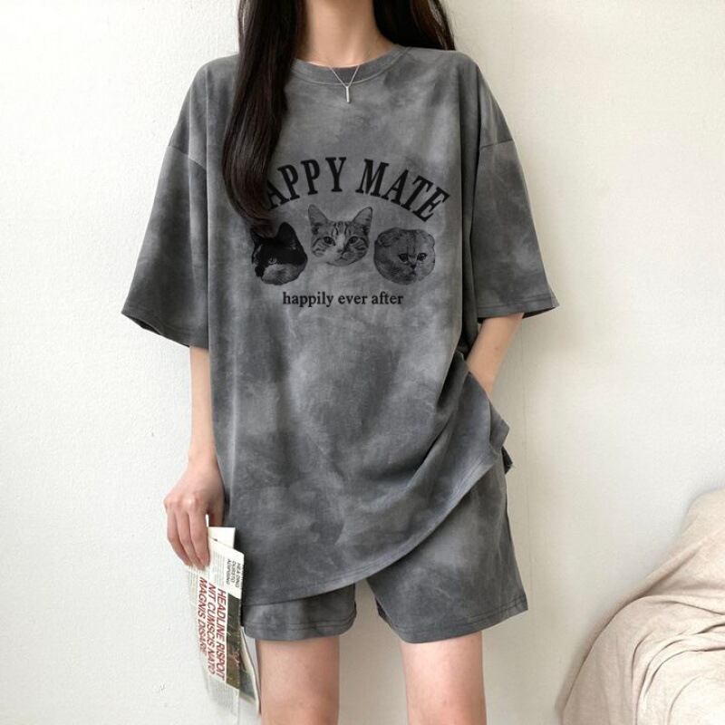 超人気 着心地良い どんな体型にも適合 カジュアル 全5色 半袖 Tシャツ ショートパンツ セットアップ ＜F-9268＞