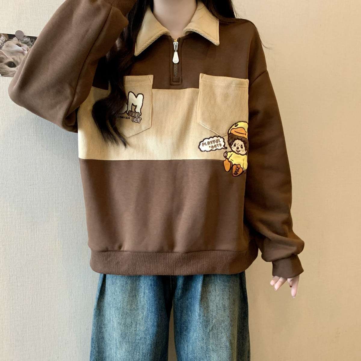 好感度UP オシャレデザイン 都市ファッショ スウェットF-10328