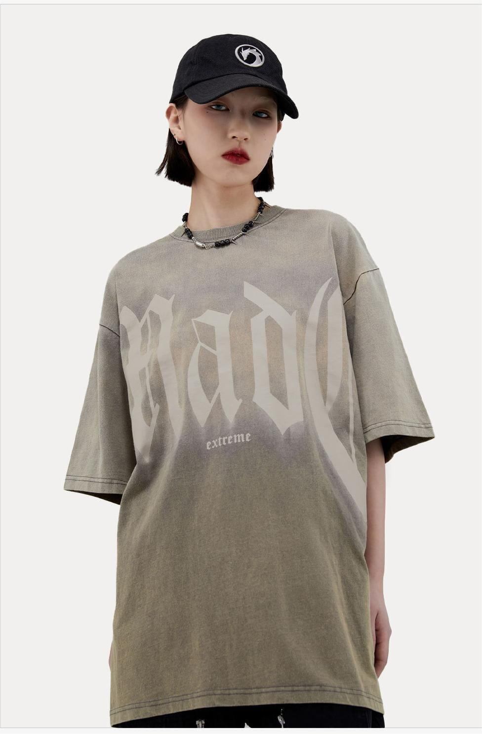 トレンドのアメリカンストリートビッグレタープリント半袖Tシャツ<F-2904>