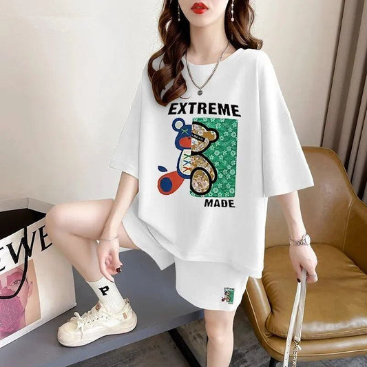 真夏も快適 全4色 軽くて涼しくて可愛い！カジュアル 半袖 Tシャツ ショートパンツ セットアップ ＜F-9204＞
