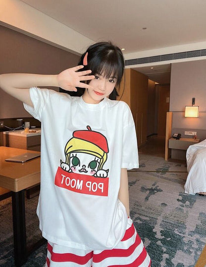 夏に嬉しい機能付き パジャマ 真夏も快適 全2色 半袖トップスⅹショートパンツセットF-9183