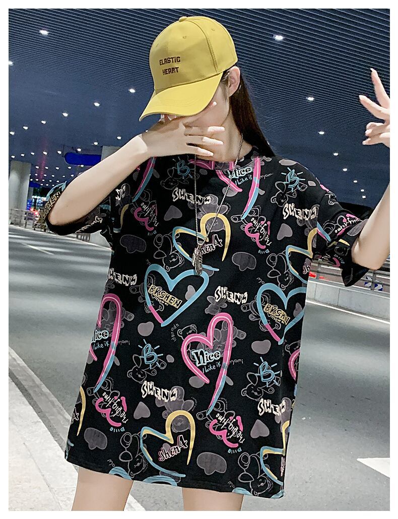 新商品 カジュアル 個性派 プリント ゆったり 半袖Tシャツ＜F-8534＞