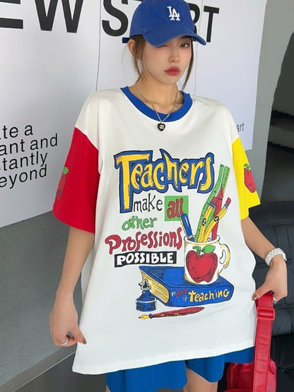 【半額！期間限定！！】カジュアル ルーズ キュート Tシャツ<F-6611>