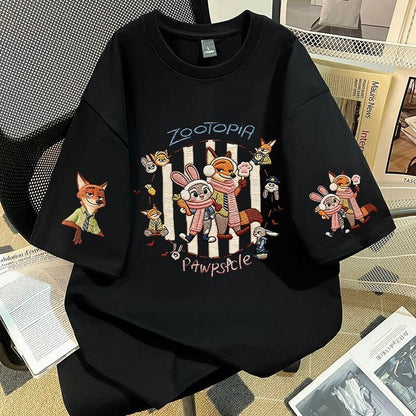 ゆったり 4色展開 ユニセックス ロゴプリント ダメージ加工Tシャツ<F-13048>