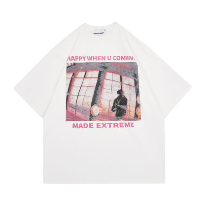 タイドブランド   ロックアメリカンストリートレタープリント半袖Tシャツ<F-2903>
