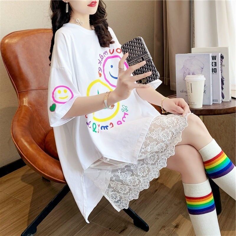 新作 ロゴ レイヤード風 プリント ゆったり 半袖 Ｔシャツ 全3色<F-4948>