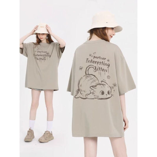 おすすめ 感満々 柔らかくて優しい印象 タイルアップ プリント 4色選択 半袖Tシャツ＜F-9317＞