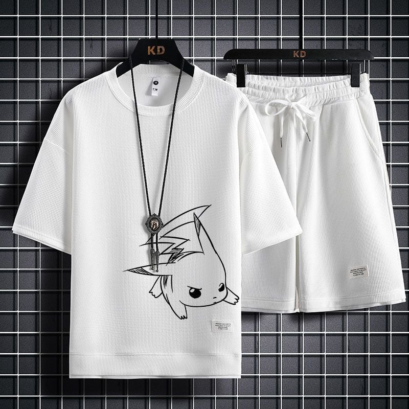 男女兼用 上質 プリント Tシャツ & ショーツ セットアップ F-7063