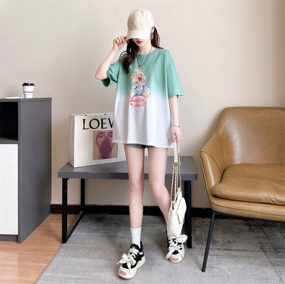 話題沸騰中 グラデーション おしゃれ度高め プリント 2色選択 半袖 Tシャツ F-9218