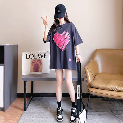 柔らかくて優しい印象 ゆったり ファッション感満々 ロング丈 3色半袖Tシャツ＜F-9206＞