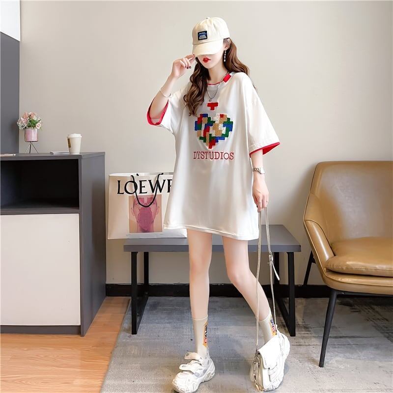 とてもデザイン性の高いモザイクエレメント半袖Tシャツ<F-2986>