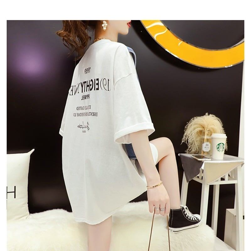 着回し力抜群 レイヤード風 カジュアル ゆったり 2色選択 半袖Tシャツ＜F-8958＞
