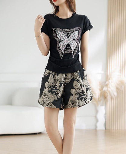 話題沸騰中 上品 着心地良い カジュアル 半袖 Tシャツ ショートパンツ セットアップ ＜F-8905＞