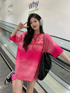 レイジースタイルドーパミングラデーションタイダイオールマッチ半袖Tシャツ<F-2895>