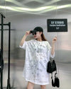 売り切れ必至 ゆったり ファッション感満々 ロング丈 3色半袖Tシャツ＜F-9086＞