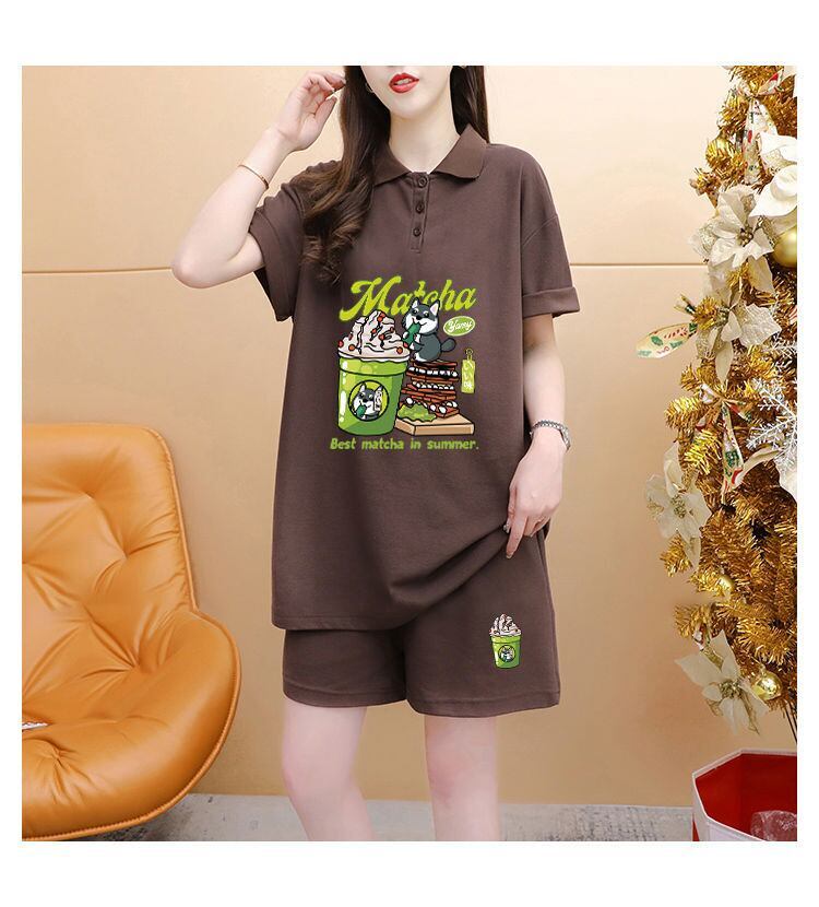超人気 プリント カジュアル 半袖Ｔシャツⅹパンツセット全3色 <F-8528>