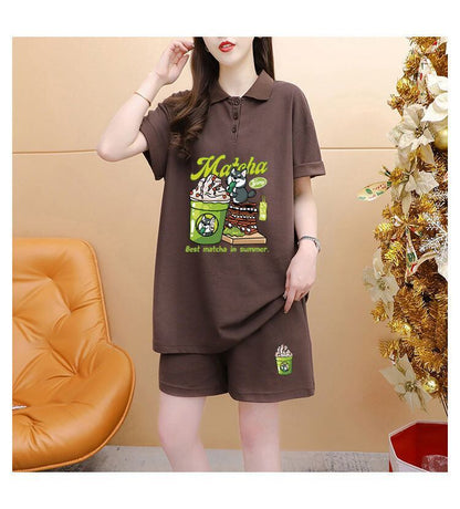 超人気 プリント カジュアル 半袖Ｔシャツⅹパンツセット全3色 <F-8528>