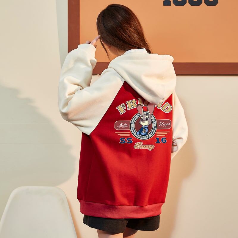 大人可愛いウサギちゃんロゴフルジップパーカー全2色  裏起毛トップス ＜F-4522＞