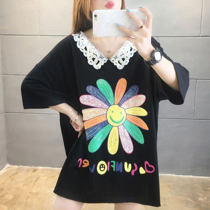 大人可愛い   ゆったり 三色半袖Tシャツ＜F-8129＞