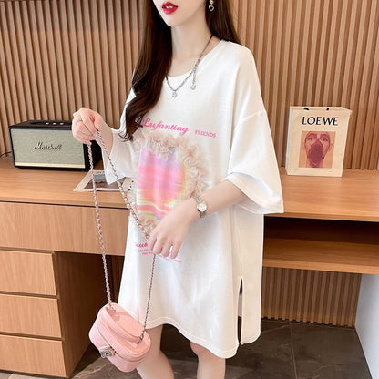 絶対欲しい プリント ロゴ ゆったり 3色半袖Tシャツ＜F-8315＞