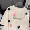 絶対欲しい ホットダイヤモンド キュート 三次元の愛 ゆったり 半袖Tシャツ＜F-8823＞