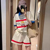 数量限定 プリント切り替え カジュアル 半袖Ｔシャツⅹパンツセット全2色 <F-8665>