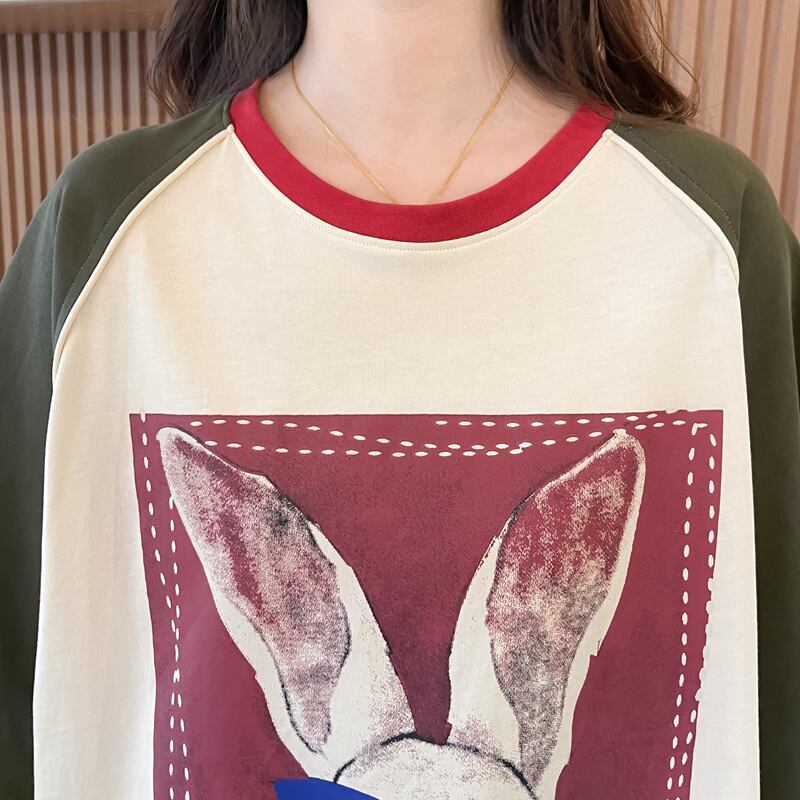 絶対欲しい プリント 個性派 切り替え 全2色 半袖 Tシャツ ＜F-8545＞