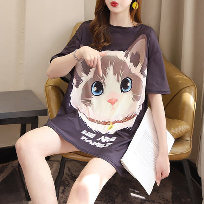 新商品 カジュアル 売り切れ必至 ルーズ プリント 全2色 半袖TシャツF-8777