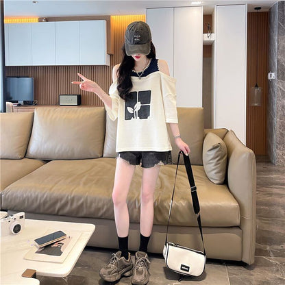 好感度100％ ラウンドネック キュート 半袖 Tシャツ ＜F-8628＞