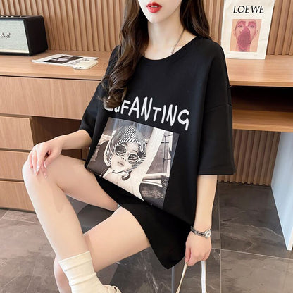 質感のいい 半袖 ラウンドネック Tシャツ ワンピース ＜F-8638＞