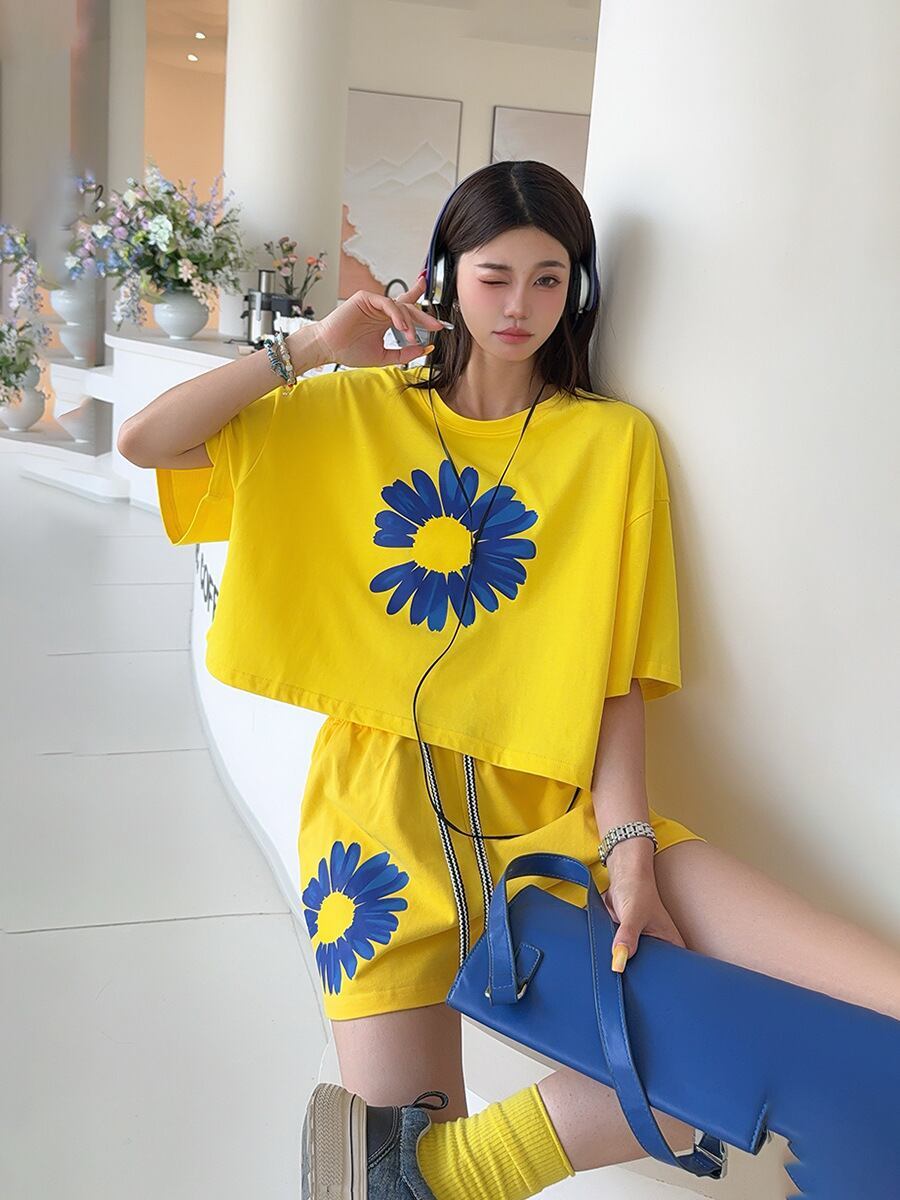 好感度UP カジュアル 真夏も快適 半袖 Tシャツ ショートパンツ セットアップ ＜F-11374＞