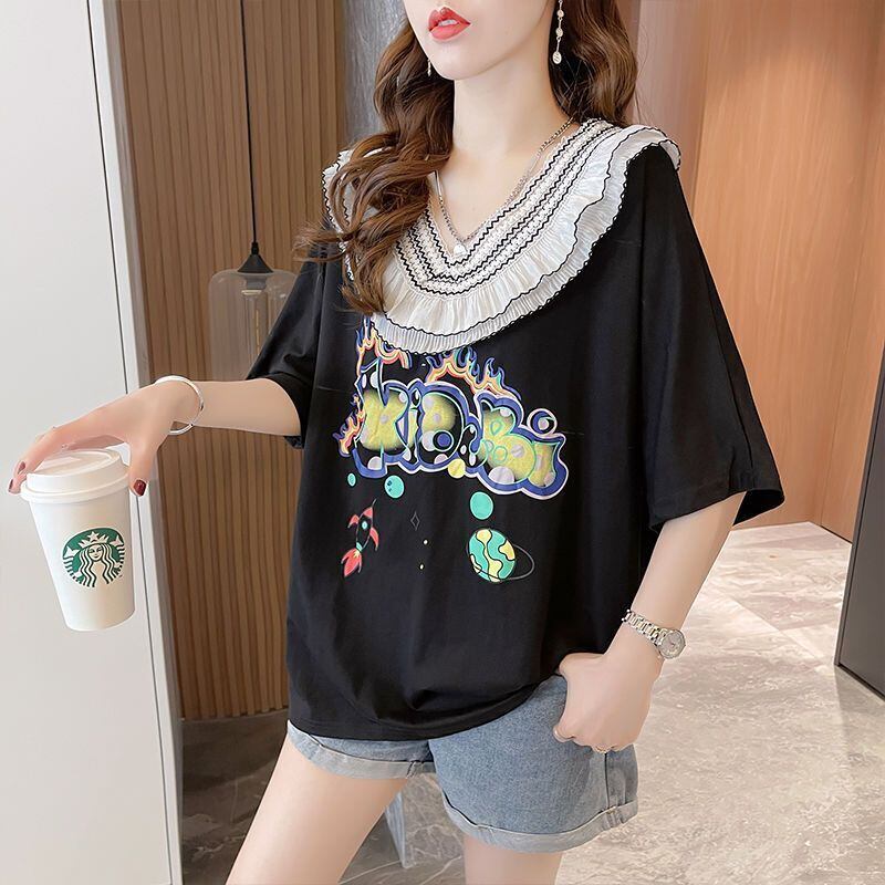 【半額！期間限定！！】オシャレ度満点 キュート 着心地抜群 プリント 全3色 Tシャツ カットソー＜F-8536＞