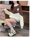 好感度100％リボン柄ロゴゆったり厚手スウェット全3色トップス<F-4615>