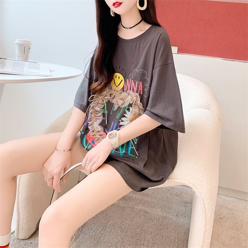 デザイン感   チャーミング Tシャツ カットソー＜F-3529＞