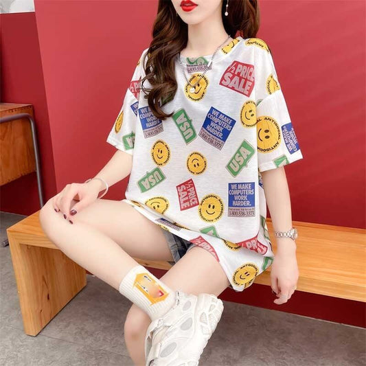 カジュアル お洒落 ラウンドネック Tシャツ カットソー トップス＜isf-3177＞