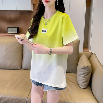新商品 カジュアル グラデーション プリント 全3色 半袖TシャツF-9214