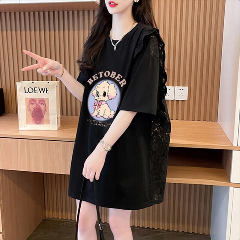 今季マストバイ レース 可 透かし彫り 切り替え 2色選択 Tシャツ カットソー＜F-8493＞